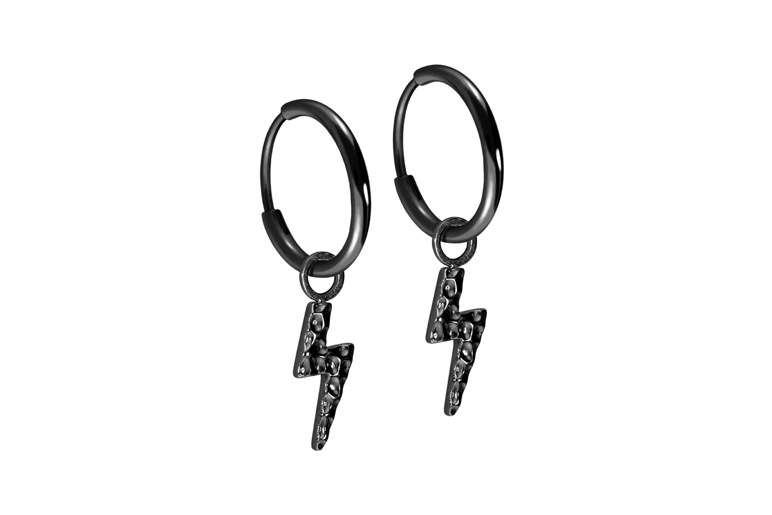 Titan Ohrclicker Creolen BLITZ + GEHÄMMERTE STRUKTUR von Piercingline